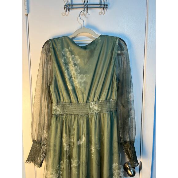 Baltic Born Layla Tulle Maxi Dress XL Green Floral Formal Wedding Bridesmaid NWT - Picture 6 of 9